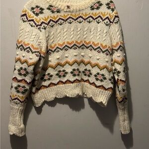 Philosophy Cream Sweater with Multicolor Pattern